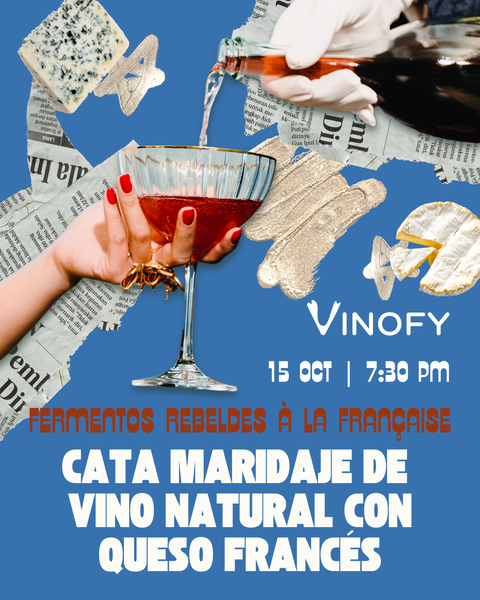 Cata maridaje de  vino natural con queso francés